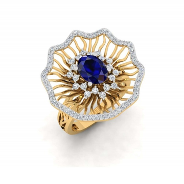 750 gold designer blue stone ring pj-r005 by 
