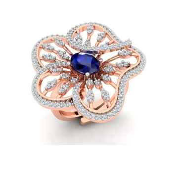 18k gold blue stone flower design ring for women p... by 