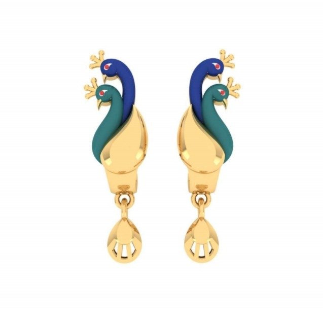22kt gold attractive peacock design earring pj-e010