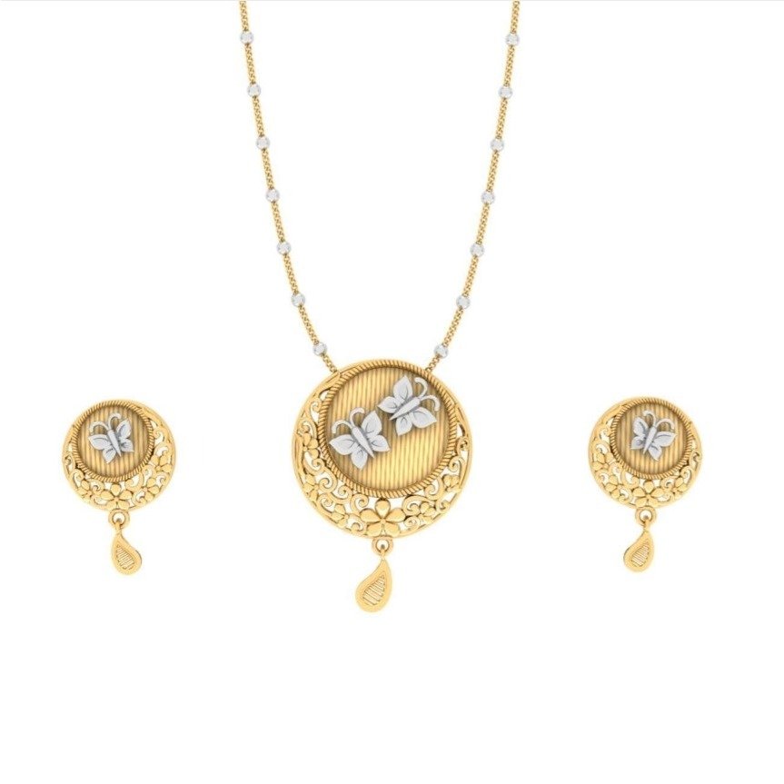 916 gold butterfly design pendant chain pj-p001
